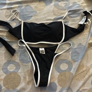 Chic Black Bikini with White Accents